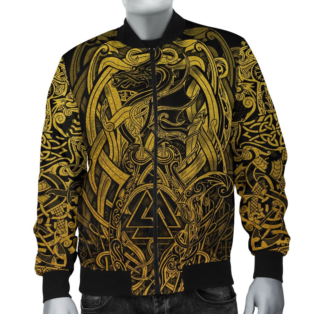 Bomber Jacket - Valknut and Dragon Tattoo Golden A31 Bomber Jacket Bomber Jacket - Valknut and Dragon Tattoo Golden A31 Bomber Jacket