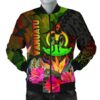 Bomber Jacket Vanuatu Polynesian - Hibiscus and Banana Leaves - BN15 Bomber Jacket