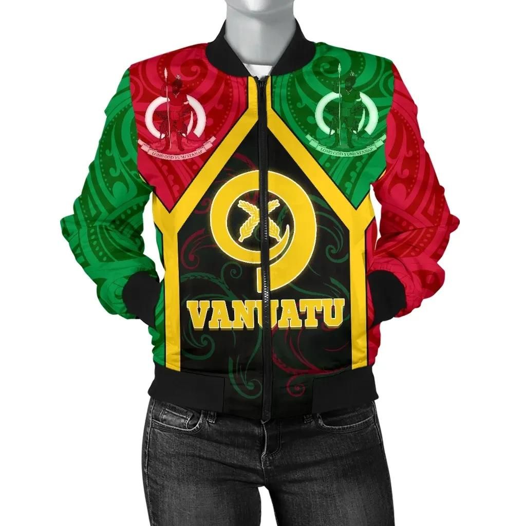 Bomber Jacket Vanuatu Polynesian - Vanuatu Flag and Coat Of Arms - BN18 Bomber Jacket Vanuatu Polynesian - Vanuatu Flag and Coat Of Arms - BN18