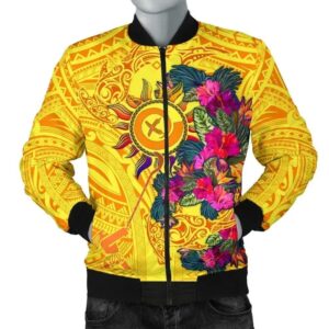 Bomber Jacket Vanuatu - Vanuatu Symbols With Hibiscus - BN17 Bomber Jacket