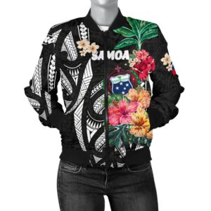 Bomber Jacketamoa Coat Of Arms Polynesian With Hibiscus TH5 Bomber Jacket