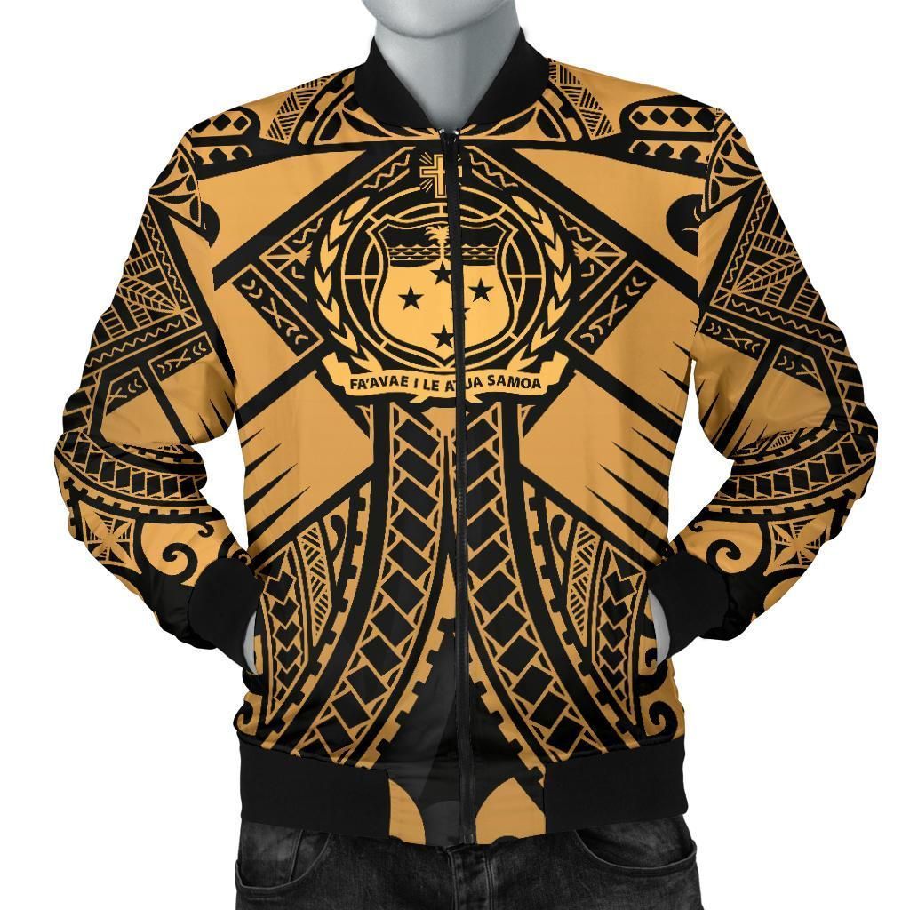 Bomber Jacketamoa Polynesian - Samoa Gold Seal with Polynesian Tattoo - BN18 Bomber Jacket Bomber Jacketamoa Polynesian - Samoa Gold Seal with Polynesian Tattoo - BN18 Bomber Jacket