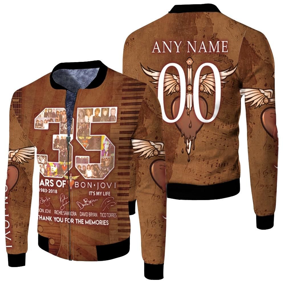 Bon Jovi 35 Years Of 1983 2018 It Is My life Thank You For The Memories 3D Designed Allover Gift With Custom Name Number For Bon Jovi Fans Bomber Jacket Bon Jovi 35 Years Of 1983 2018 It Is My life Thank You For The Memories 3D Designed Allover Gift With Custom Name Number For Bon Jovi Fans Bomber Jacket