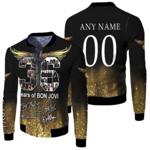 Bon Jovi 36 Years Of Bon Jovi Special Signatures 3D Designed Allover Gift With Custom Name Number For Bon Jovi Fans.jpg Bomber Jacket