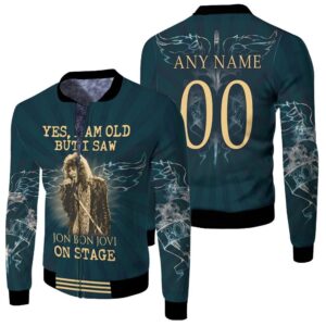 Bon Jovi Yes I Am Old But I Saw Jon Bon Jovi On Stage Rock Band 3D Designed Allover Gift With Custom Name Number For Bon Jovi Fans.jpg Bomber Jacket