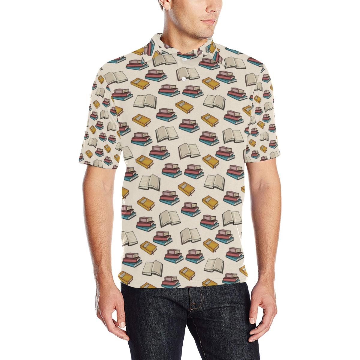 Book Pattern Print Design 04 Men Polo Shirt Book Pattern Print Design 04 Men Polo Shirt