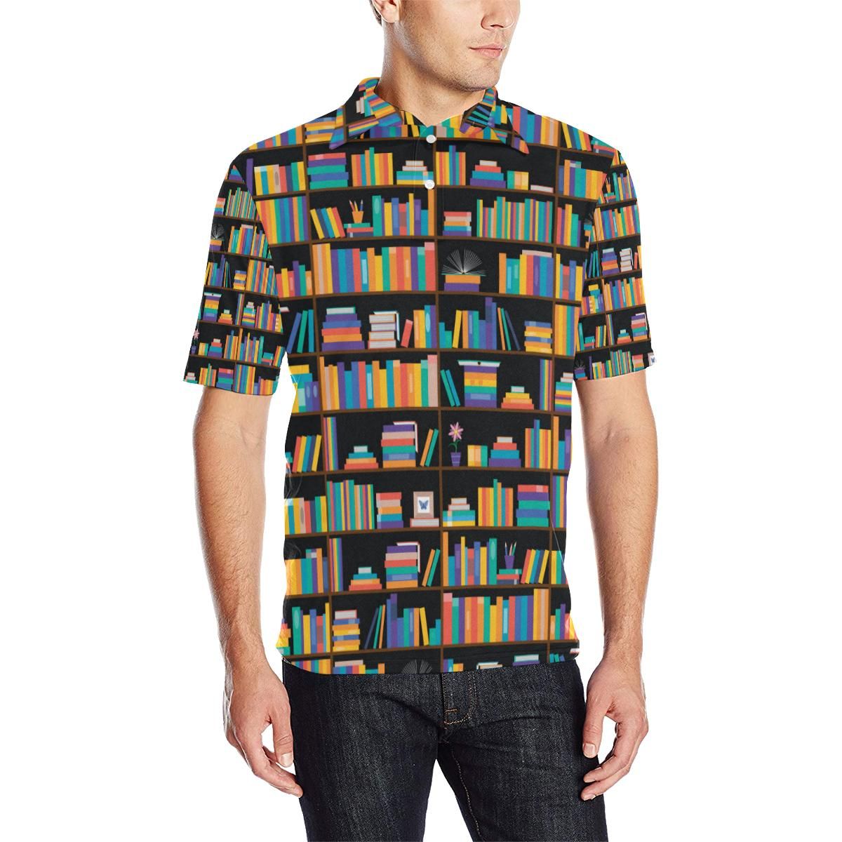 Book Pattern Print Design 05 Men Polo Shirt Book Pattern Print Design 05 Men Polo Shirt