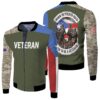 Born In Puerto Rico Proud To Be A Veteran Camouflage Design 3D Printed T Shirt Bomber Jacket
