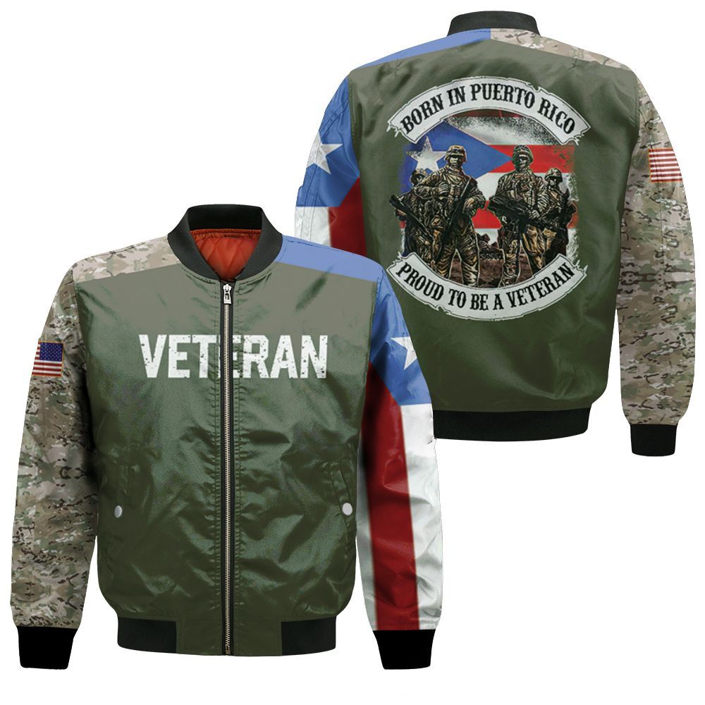 Born In Puerto Rico Proud To Be A Veteran Camouflage Design 3D Printed T Shirt Bomber Jacket Born In Puerto Rico Proud To Be A Veteran Camouflage Design 3D Printed T Shirt Bomber Jacket