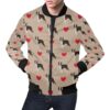 Boston Terrier Heart Paw Pattern Print Mens Bomber Jacket