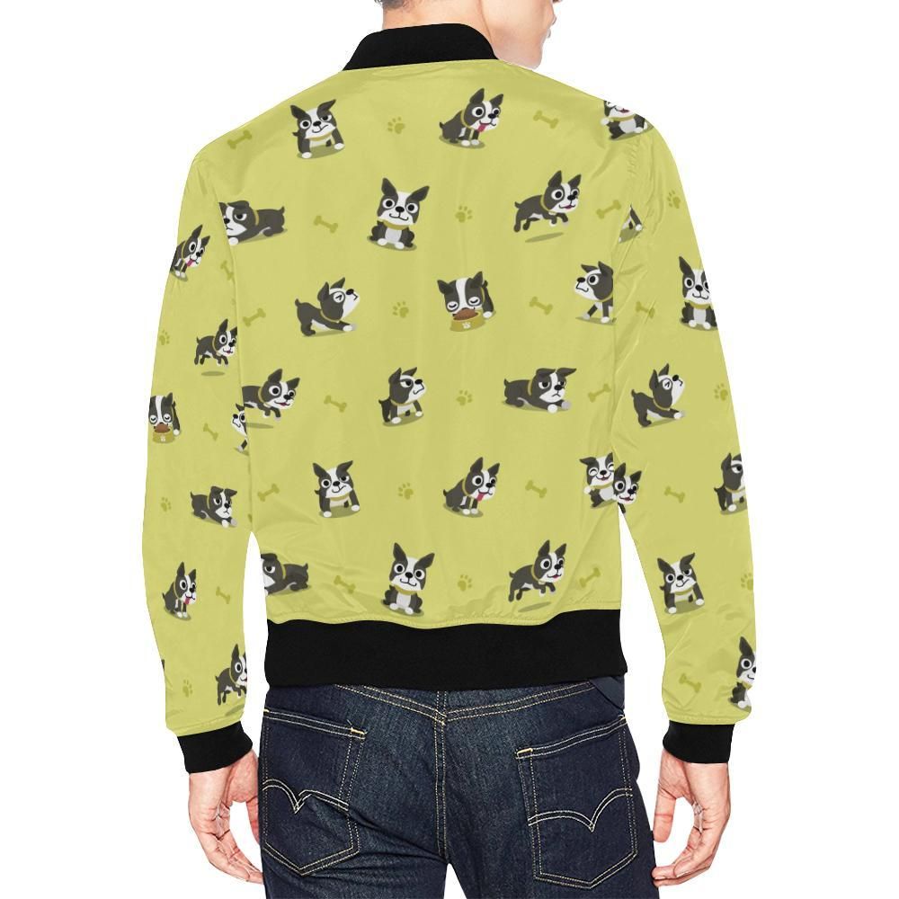 Boston-Terrier-Paw-Pattern-Print-Mens-Bomber-Jacket-2