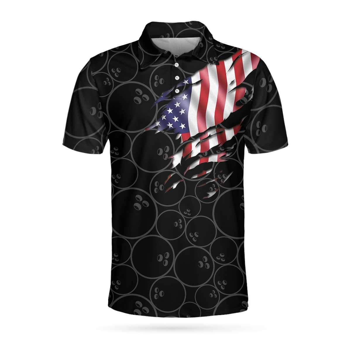 Bowling American Flag 3D All Over Printed Polo Shirt Bowling American Flag 3D All Over Printed Polo Shirt