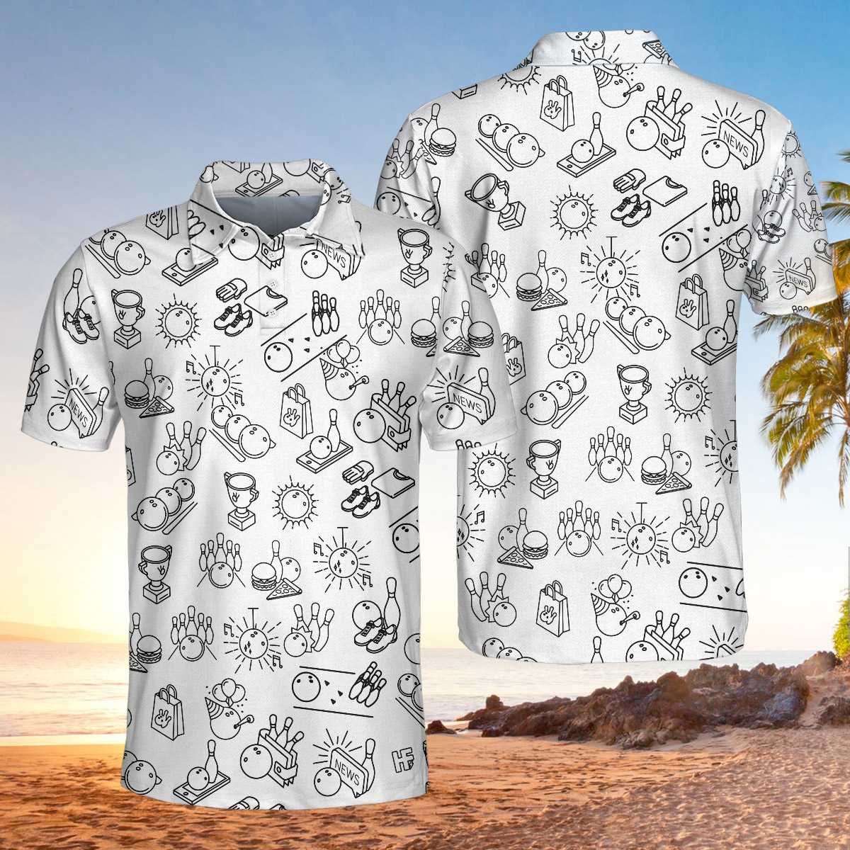 Bowling Icon White Polo Shirt Bowling Icon White Polo Shirt