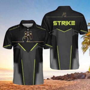 Bowling Strike Neon Line Basic Men'S Polo Shirt #V