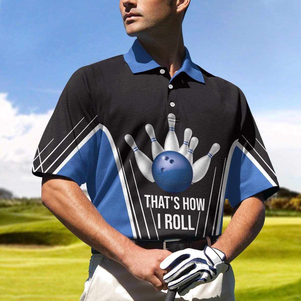 Bowling That How I Roll Black Blue Polo Shirt #V Bowling That How I Roll Black Blue Polo Shirt #V