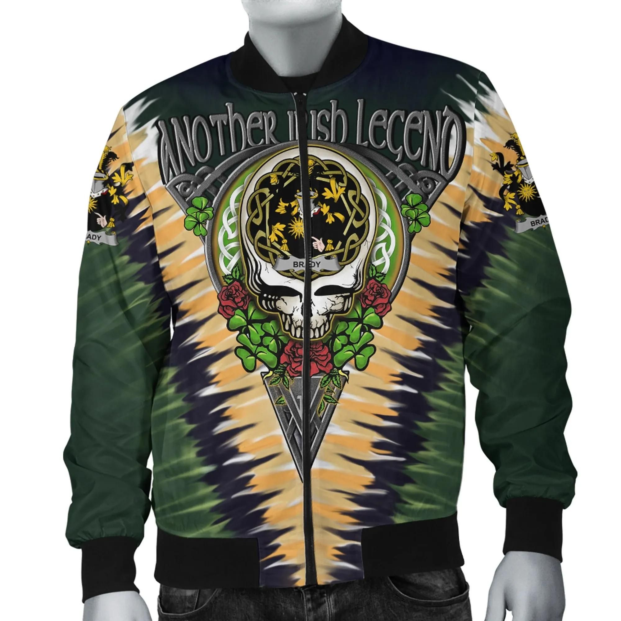 Brady or McBrady Ireland Bomber Jacket - GD Irish Legend Shamrock V Tie-Dye A7 Bomber Jacket Brady or McBrady Ireland Bomber Jacket - GD Irish Legend Shamrock V Tie-Dye A7 Bomber Jacket