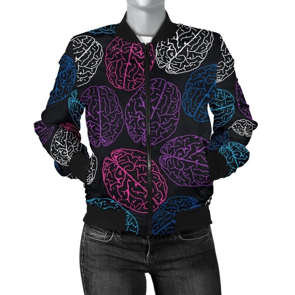 Brain-Pattern-Print-Women-Casual-Bomber-Jacket-1
