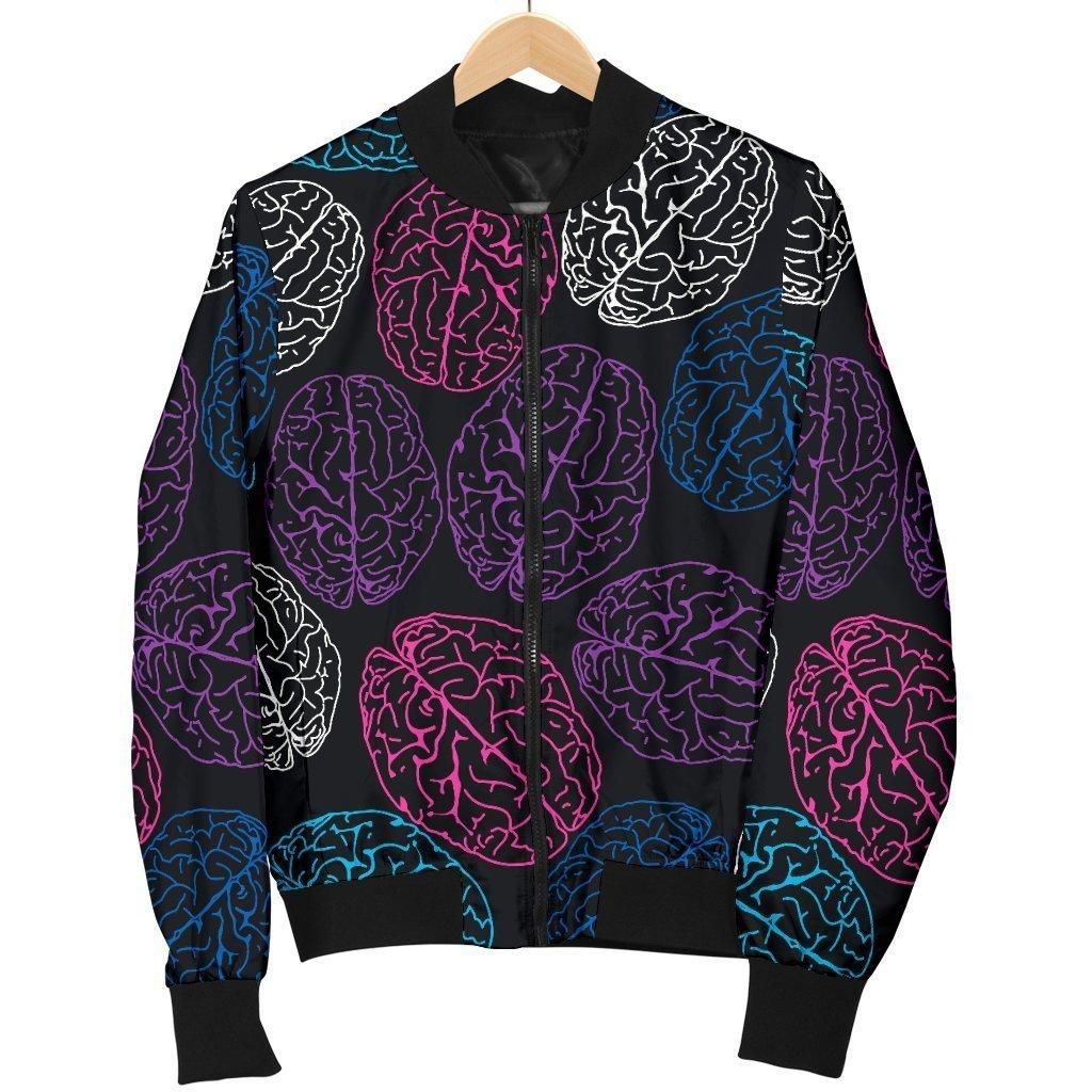 Brain Pattern Print Women Casual Bomber Jacket Brain Pattern Print Women Casual Bomber Jacket