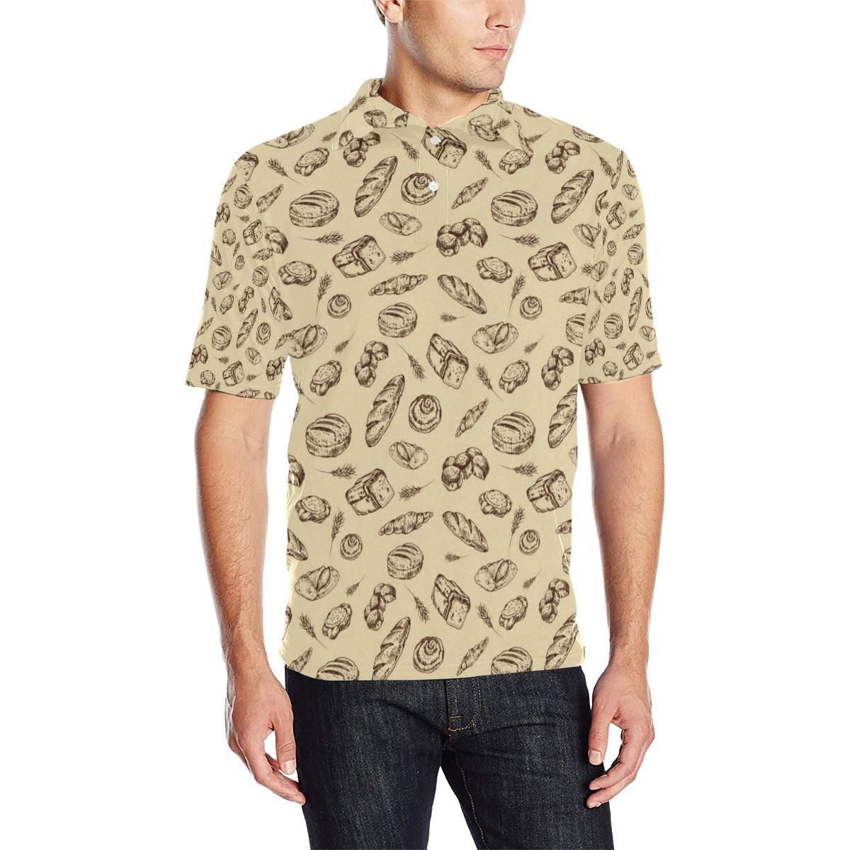Bread Pattern Print Design 04 Men Polo Shirt Bread Pattern Print Design 04 Men Polo Shirt