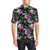 Bright Purple Floral Pattern Men Polo Shirt