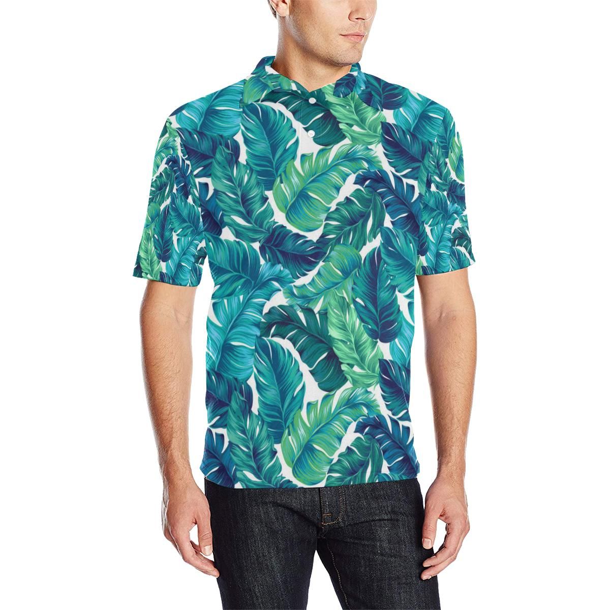 Brightness Tropical Palm Leaves Men Polo Shirt Brightness Tropical Palm Leaves Men Polo Shirt