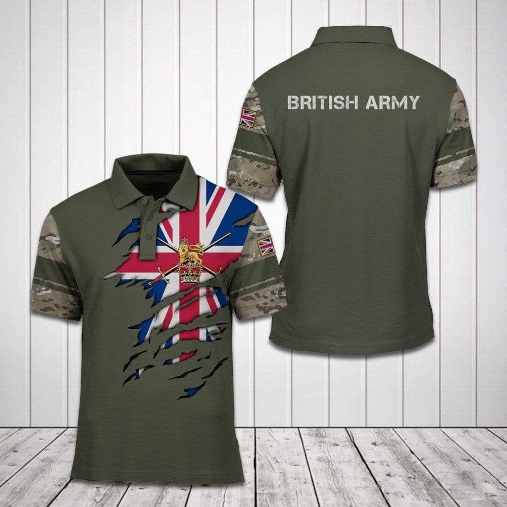 British Army Olive Camo Polo Shirt British Army Olive Camo Polo Shirt