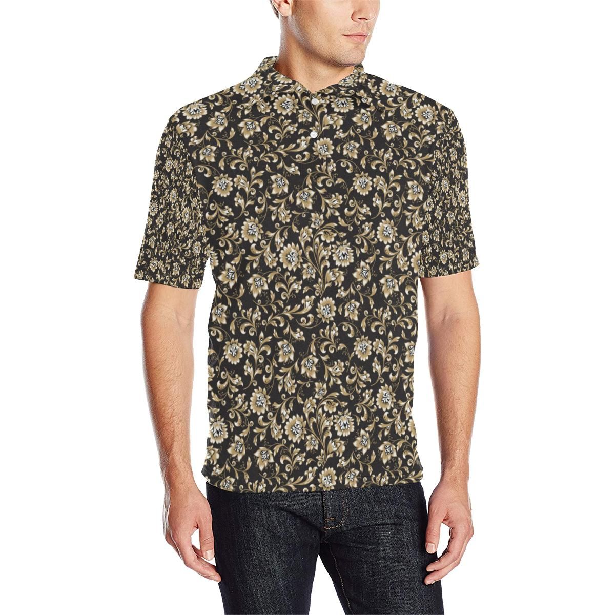 Brocade Pattern Print Design 03 Men Polo Shirt Brocade Pattern Print Design 03 Men Polo Shirt