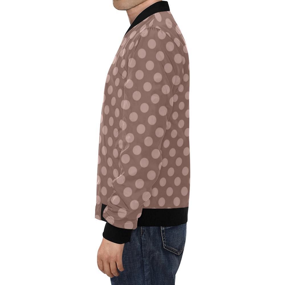 Brown-Chocolate-Polka-dot-Pattern-Print-Mens-Bomber-Jacket-1