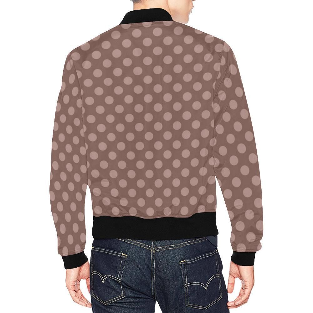 Brown-Chocolate-Polka-dot-Pattern-Print-Mens-Bomber-Jacket-2