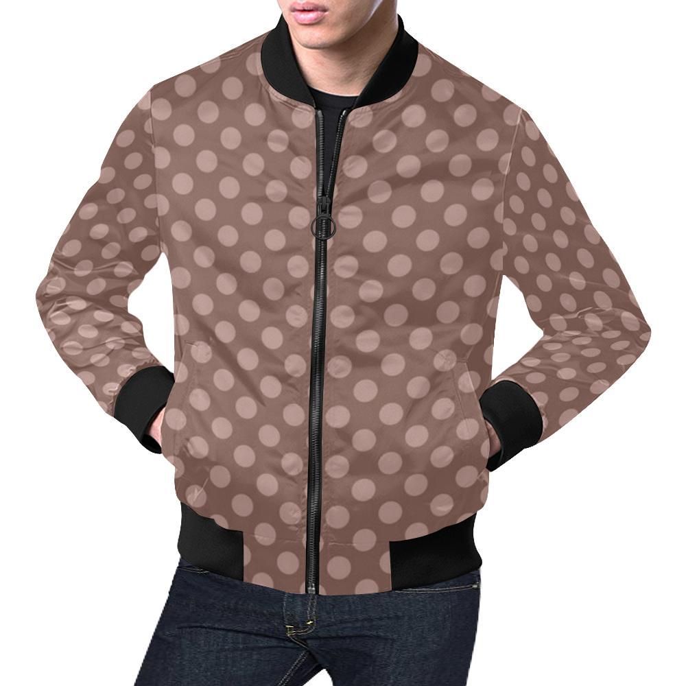 Brown Chocolate Polka dot Pattern Print Mens Bomber Jacket Brown Chocolate Polka dot Pattern Print Mens Bomber Jacket