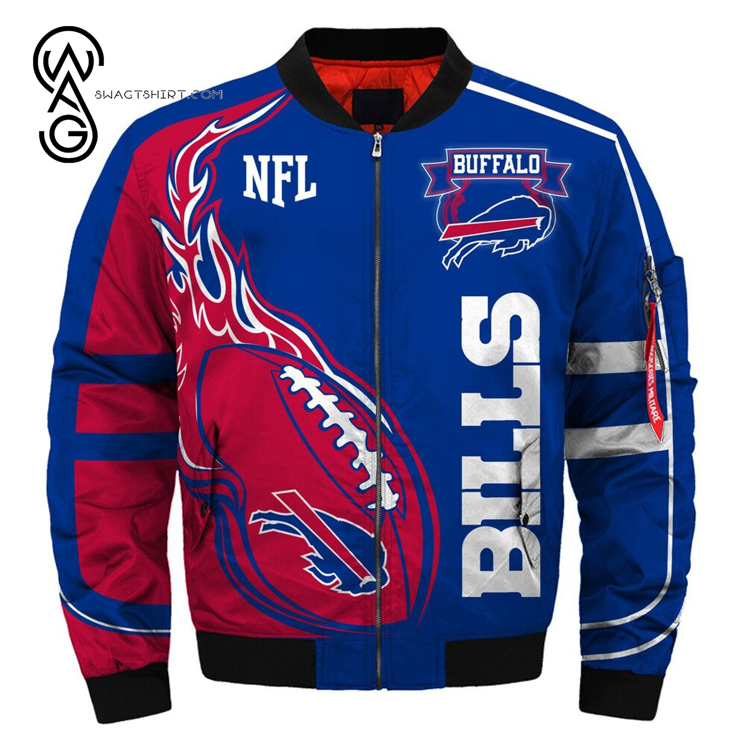 Buffalo Bills Ball All Over Printed Bomber Jacket Buffalo Bills Ball All Over Printed Bomber Jacket