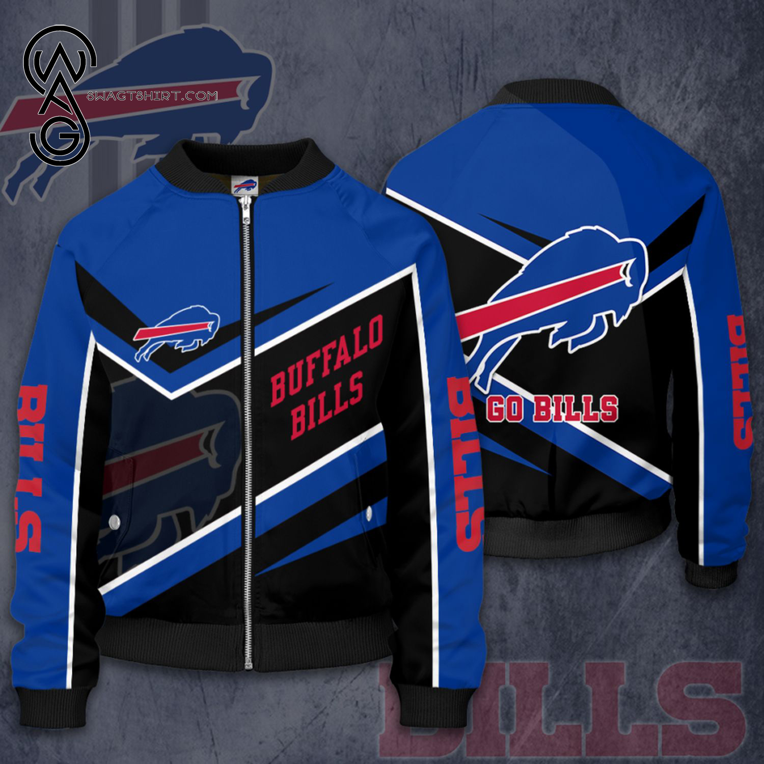 Buffalo Bills Go Bills All Over Printed Bomber Jacket Buffalo Bills Go Bills All Over Printed Bomber Jacket