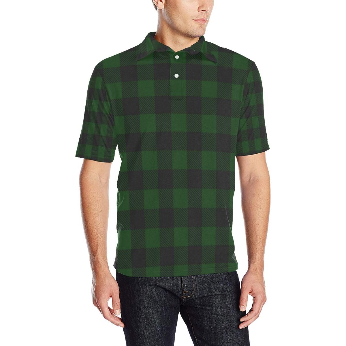 Buffalo Check Green Pattern Print Design 02 Men Polo Shirt Buffalo Check Green Pattern Print Design 02 Men Polo Shirt