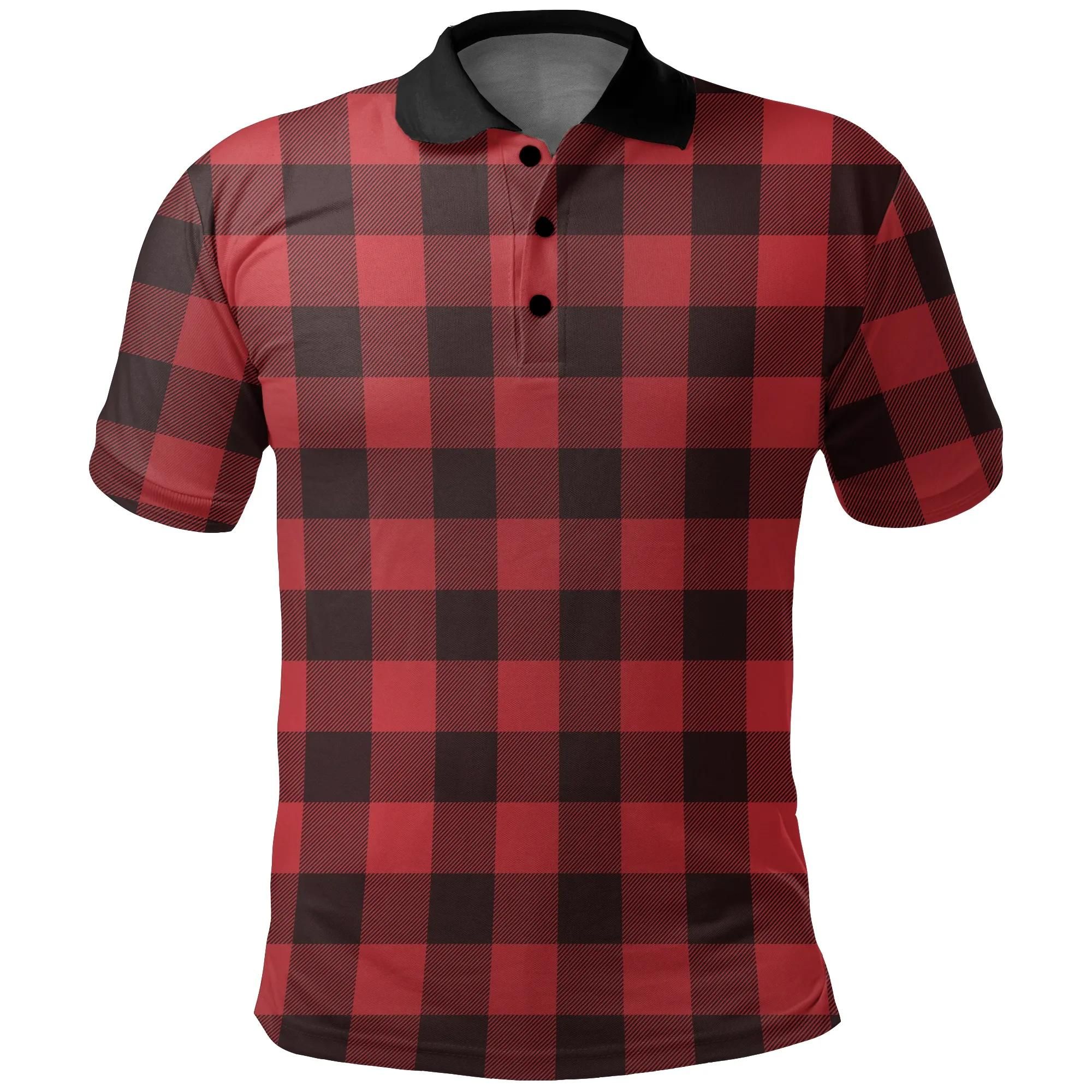 Buffalo Plaid Polo Shirt Red Black A10 Buffalo Plaid Polo Shirt Red Black A10