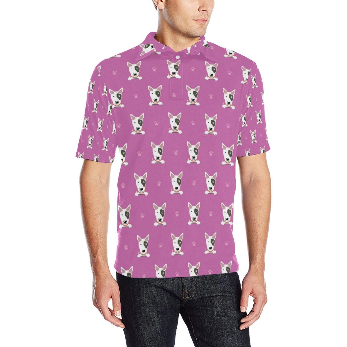 Bull Terrier Happy Print Pattern Men Polo Shirt Bull Terrier Happy Print Pattern Men Polo Shirt
