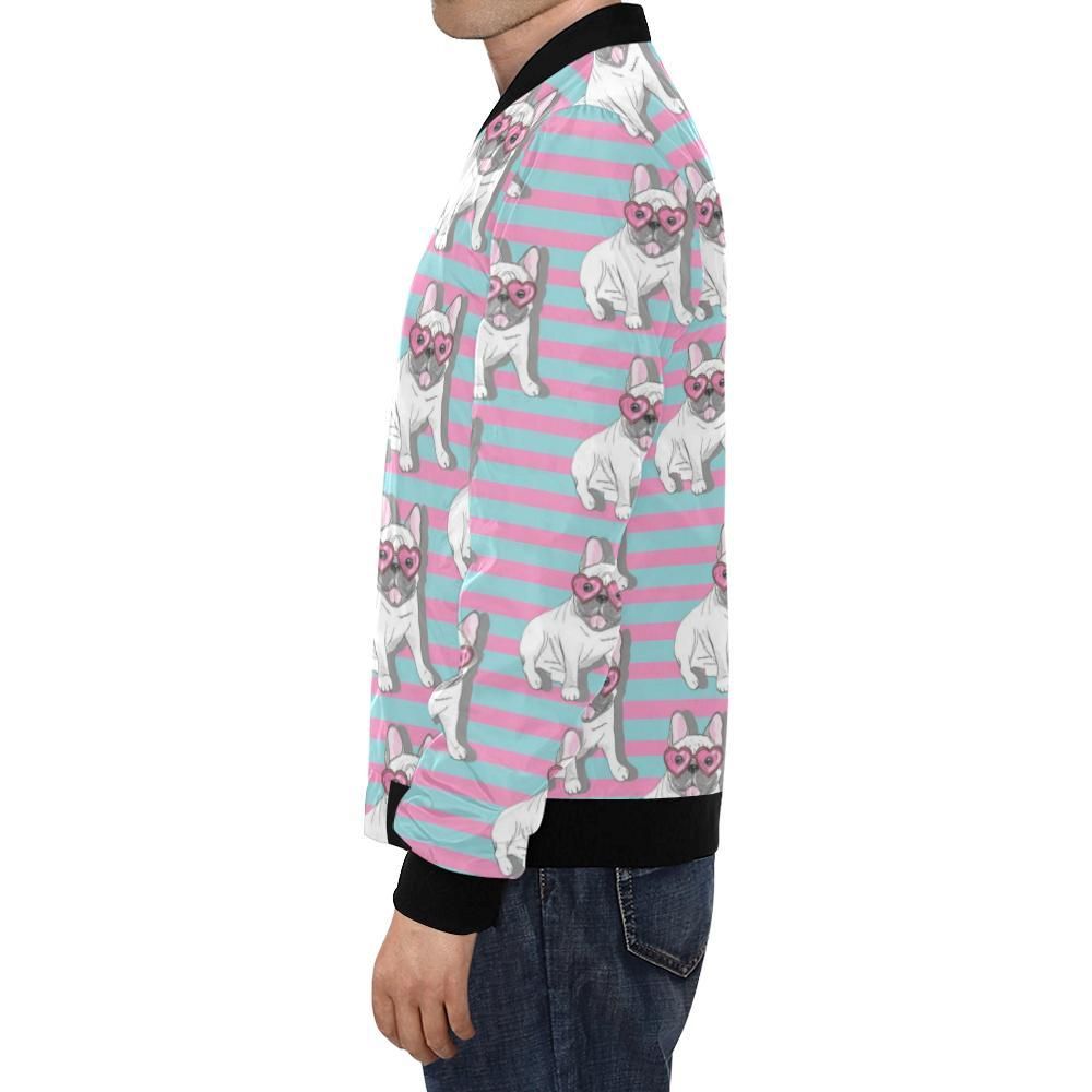 Bulldog-Heart-Sunglasses-Pattern-Print-Mens-Bomber-Jacket-1