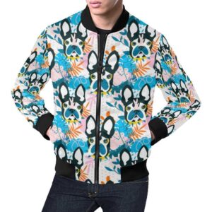 Bulldog Paint Pattern Print Mens Bomber Jacket