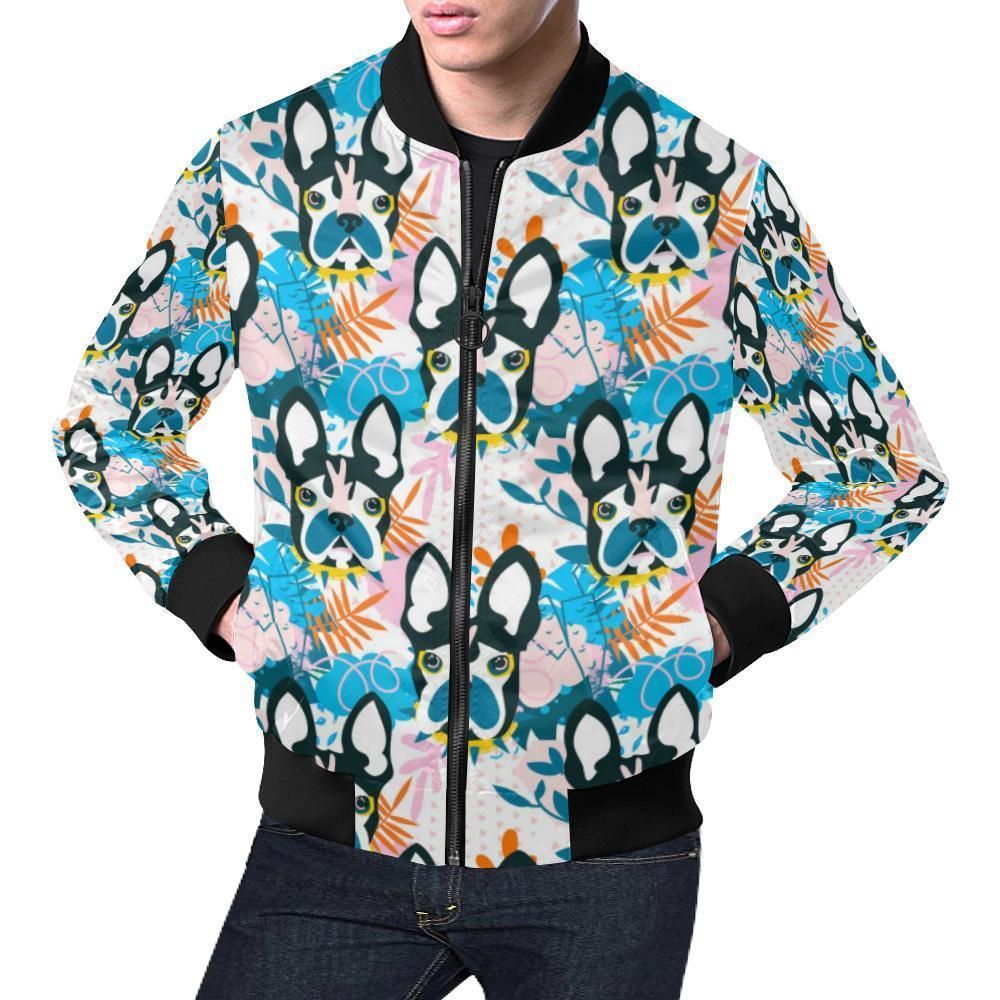 Bulldog Paint Pattern Print Mens Bomber Jacket Bulldog Paint Pattern Print Mens Bomber Jacket