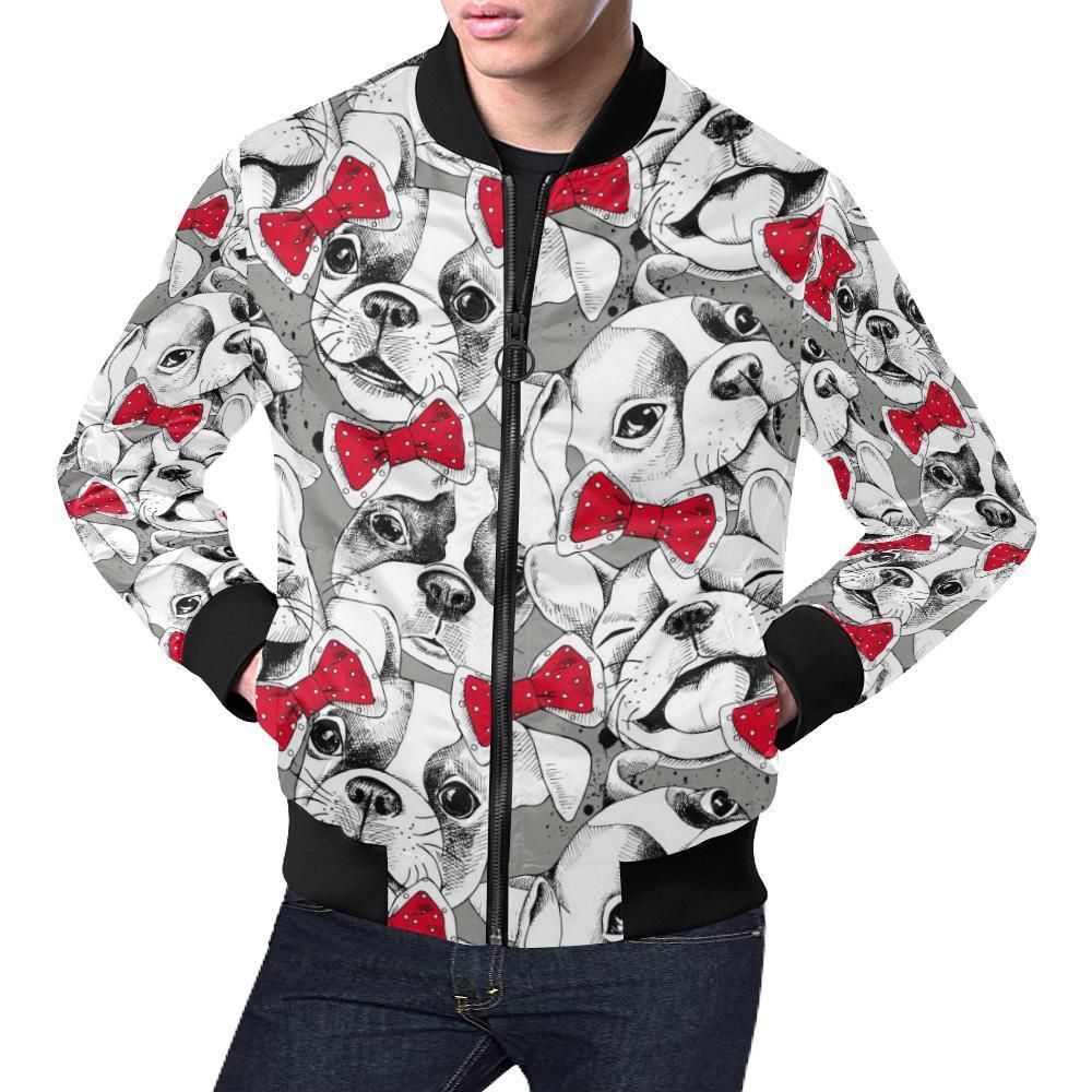 Bulldog Tuxedo Pattern Print Mens Bomber Jacket Bulldog Tuxedo Pattern Print Mens Bomber Jacket