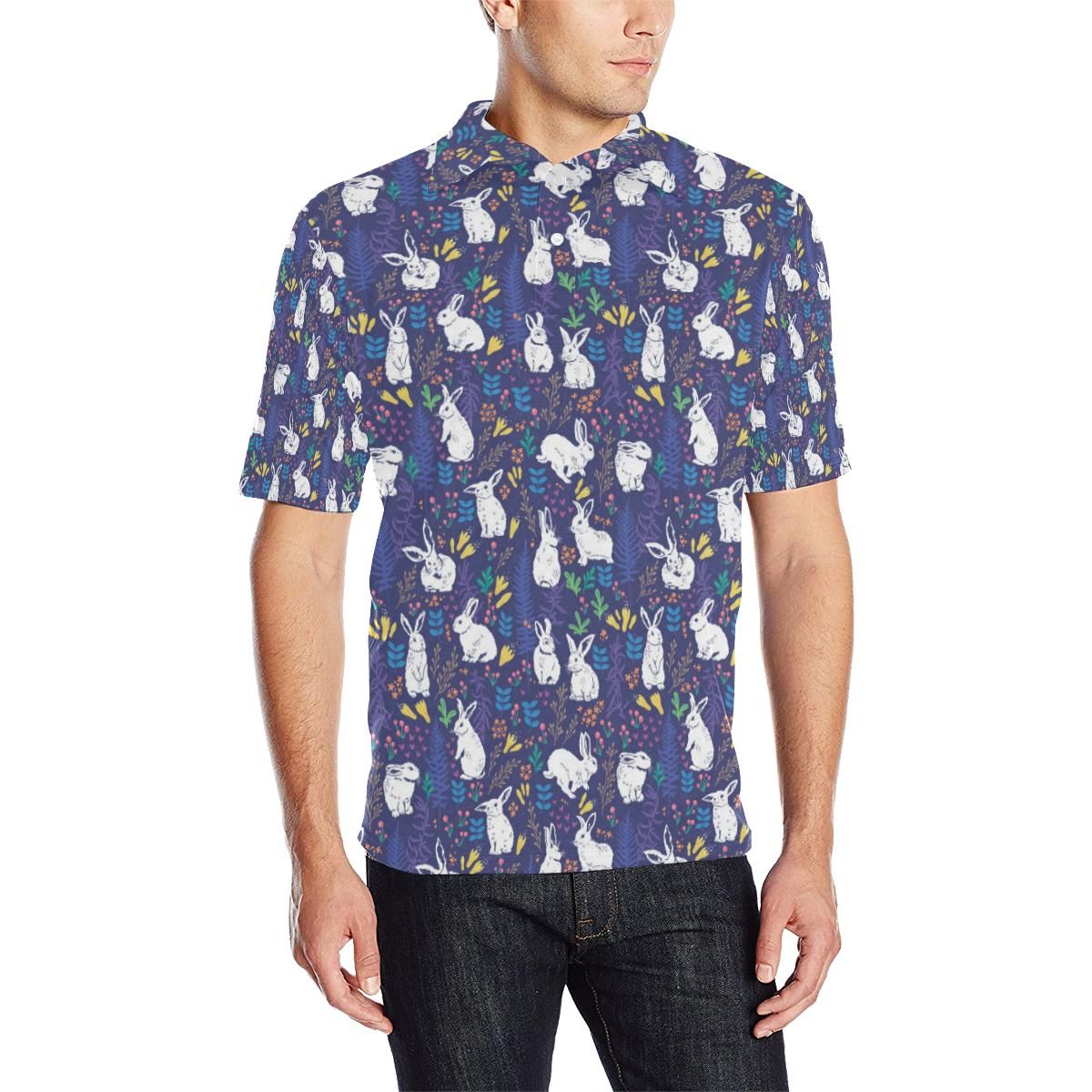 Bunny Pattern Print Design 01 Men Polo Shirt Bunny Pattern Print Design 01 Men Polo Shirt