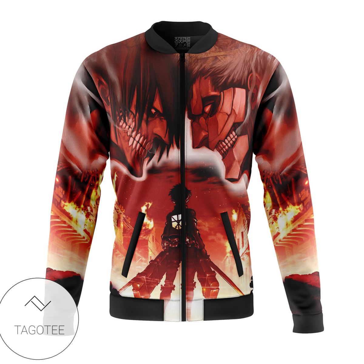 Burning Attack On Titan Casual Bomber Jacket Burning Attack On Titan Casual Bomber Jacket
