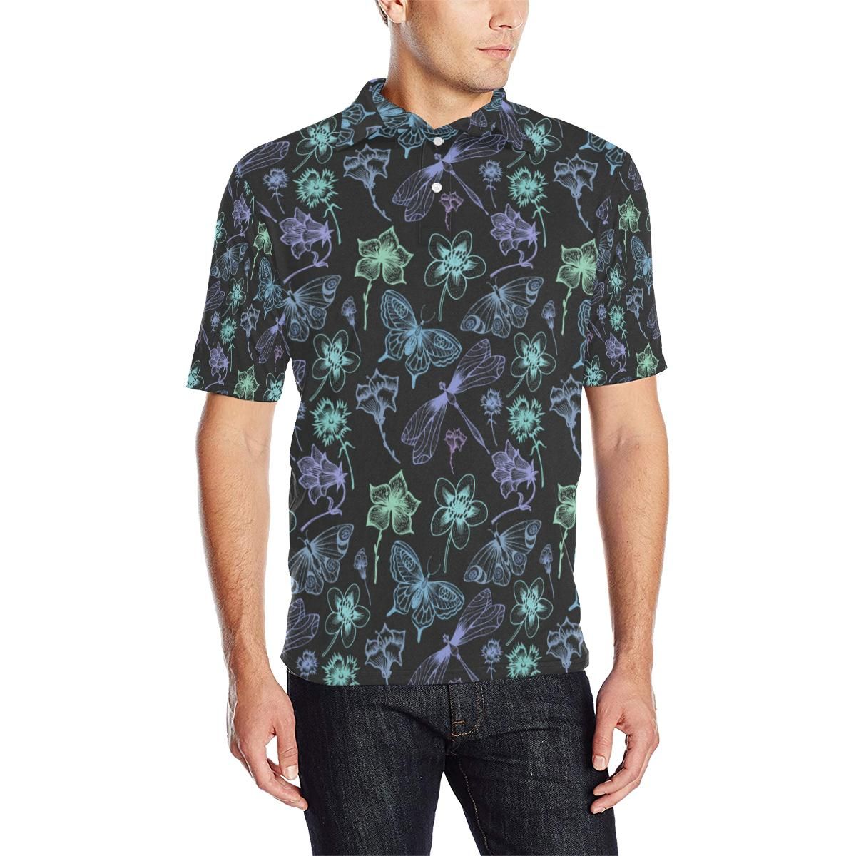 Butterfly Dragonfly Men Polo Shirt Butterfly Dragonfly Men Polo Shirt