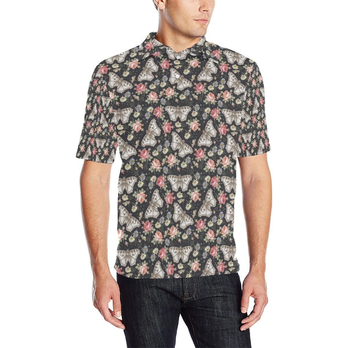 Butterfly Flower Pattern Print Design 07 Men Polo Shirt Butterfly Flower Pattern Print Design 07 Men Polo Shirt