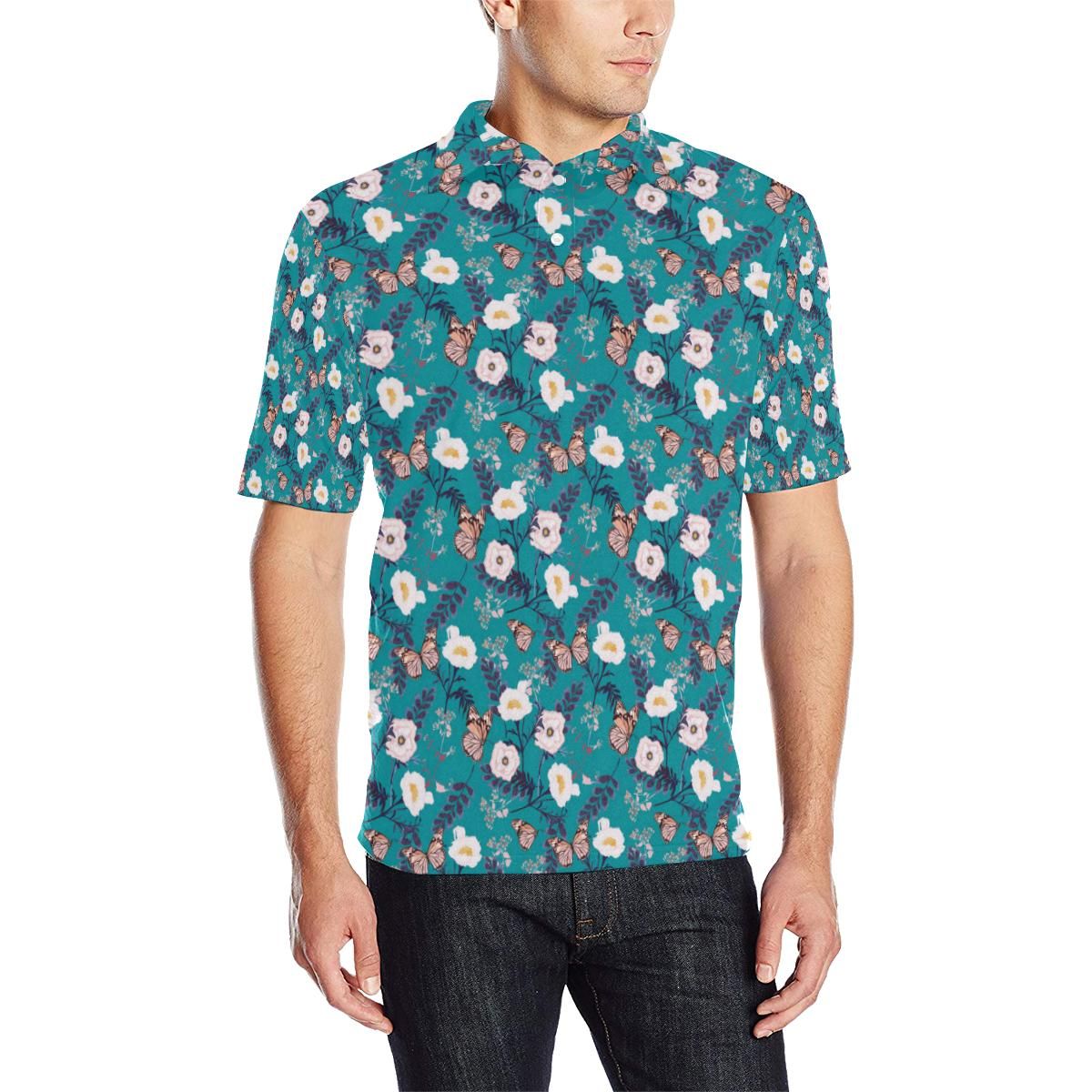 Butterfly Pattern Print Design 012 Men Polo Shirt Butterfly Pattern Print Design 012 Men Polo Shirt