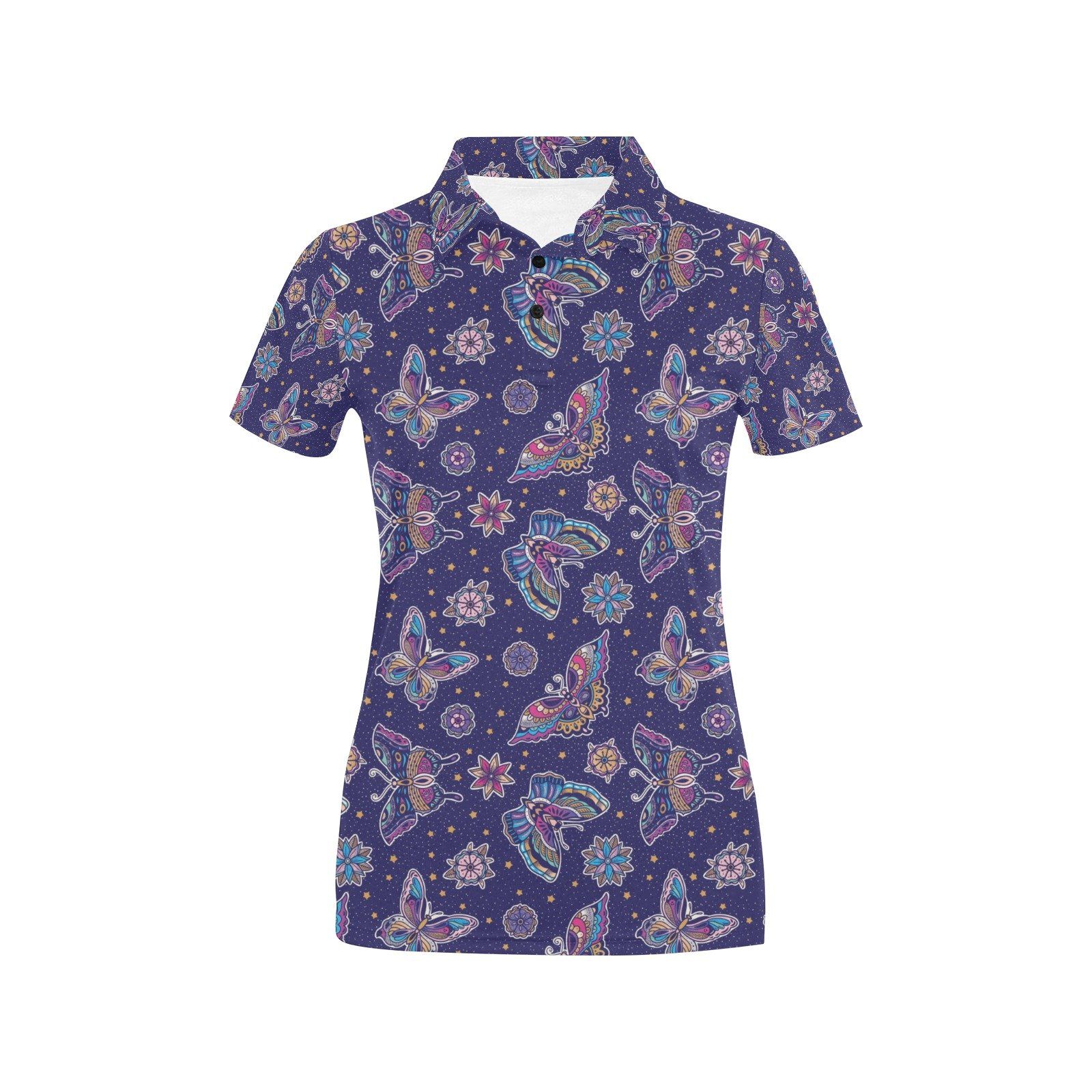 Butterfly Print Design Lks303 Women'S Polo Shirt Butterfly Print Design Lks303 Women'S Polo Shirt