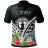 CNMI Polo Shirt - CNMI Coat of Arms & Polynesian Tropical Flowers White - BN22