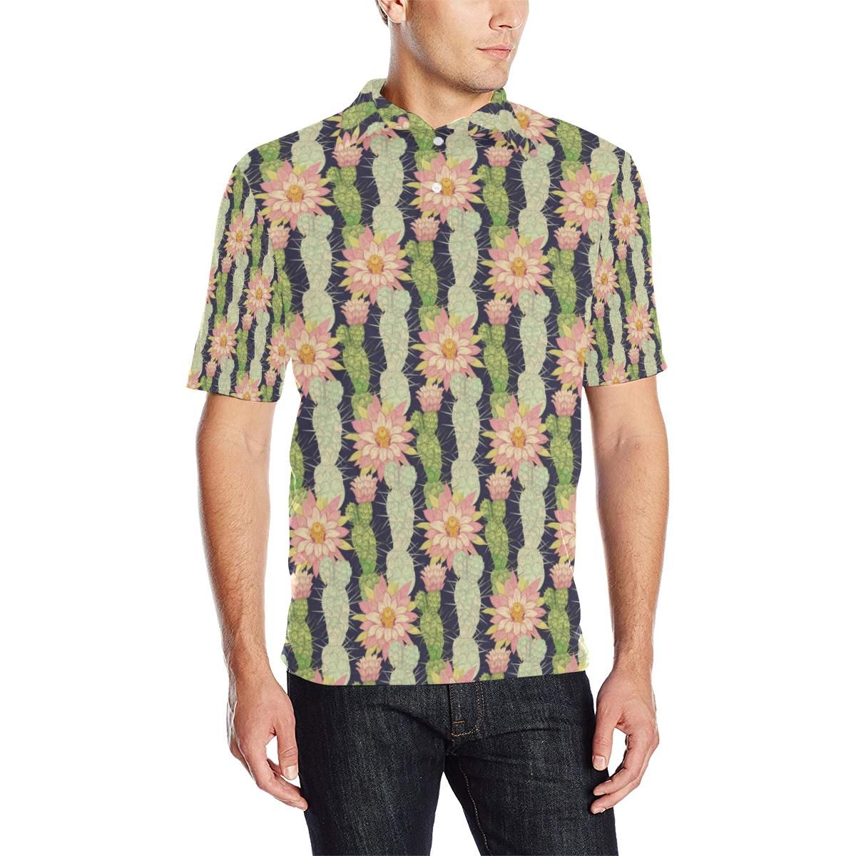 Cactus Pattern Print Design 01 Men Polo Shirt Cactus Pattern Print Design 01 Men Polo Shirt