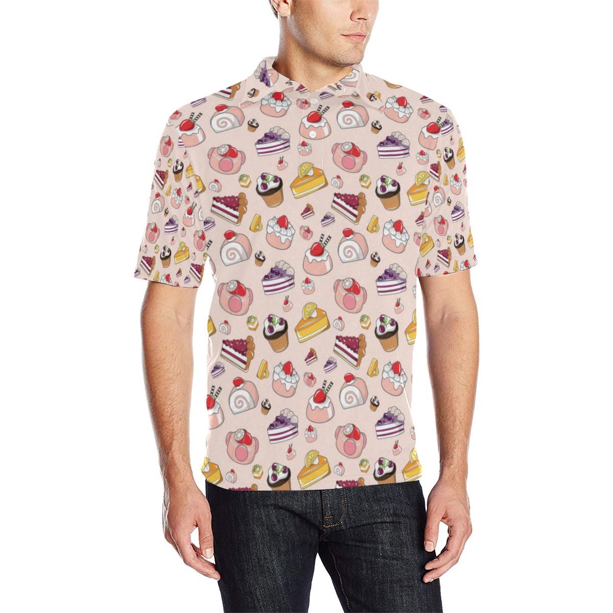 Cake Pattern Print Design 01 Men Polo Shirt Cake Pattern Print Design 01 Men Polo Shirt