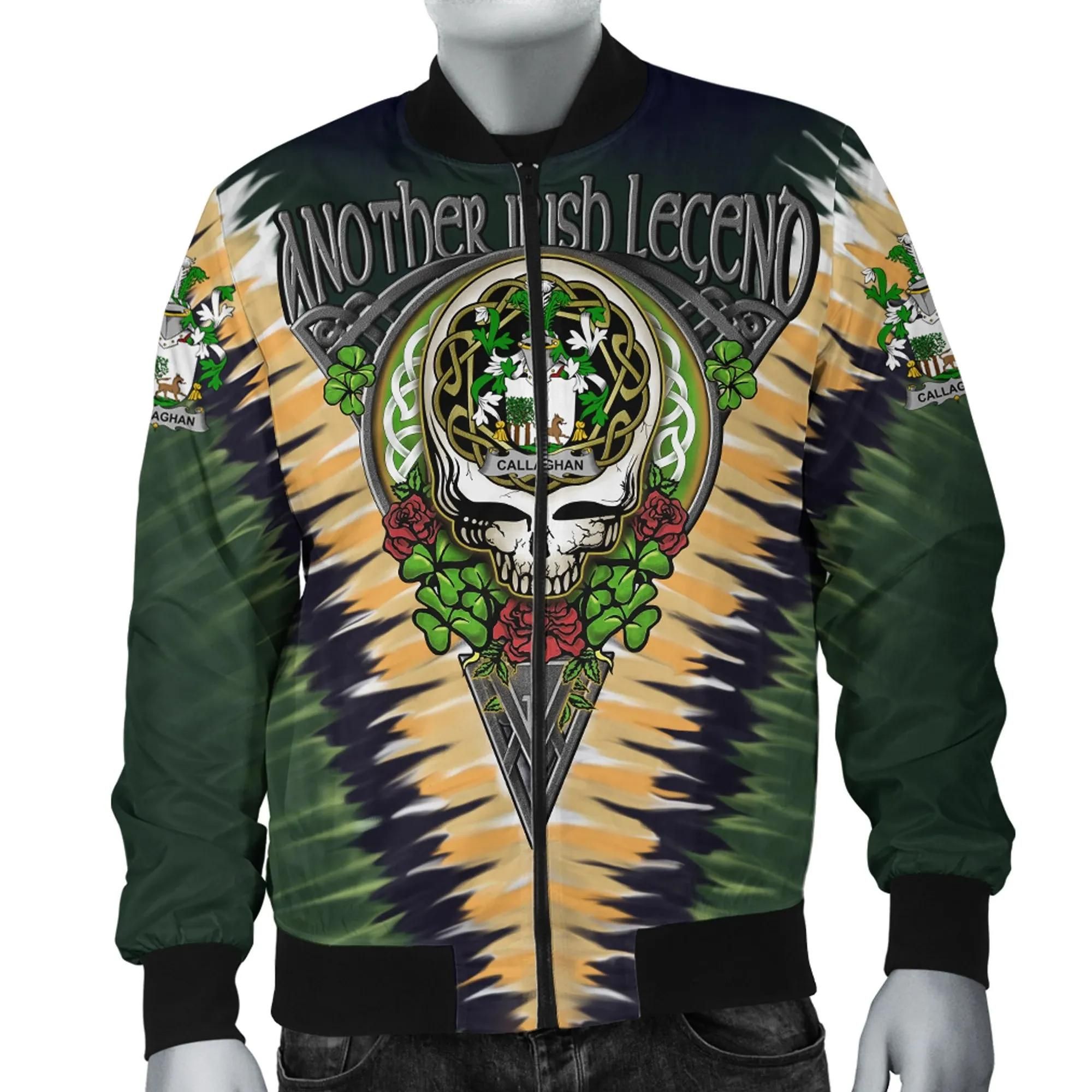 Callaghan or O'Callaghan Ireland Bomber Jacket - GD Irish Legend Shamrock V Tie-Dye A7 Bomber Jacket Callaghan or O'Callaghan Ireland Bomber Jacket - GD Irish Legend Shamrock V Tie-Dye A7 Bomber Jacket