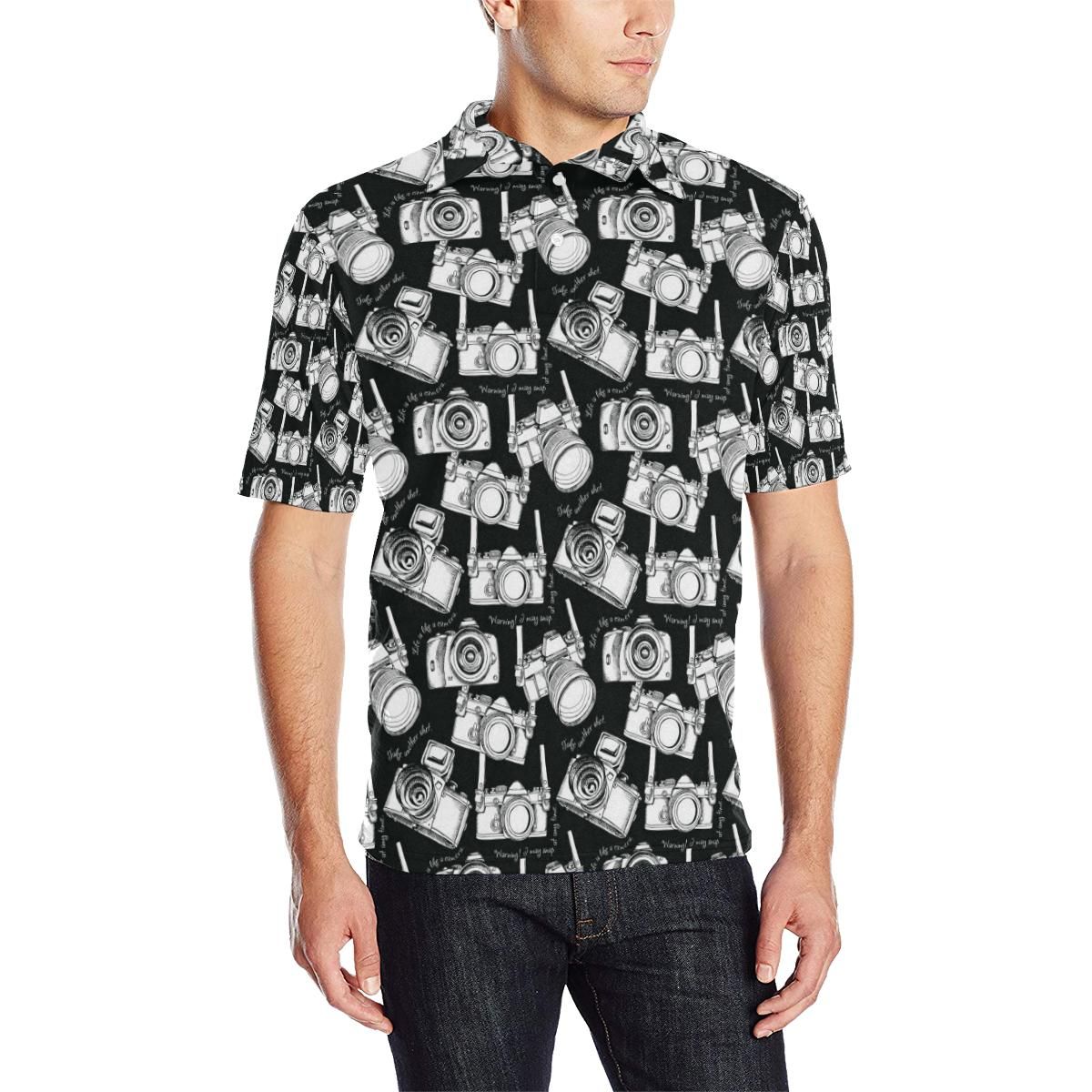 Camera Pattern Print Design 01 Men Polo Shirt Camera Pattern Print Design 01 Men Polo Shirt